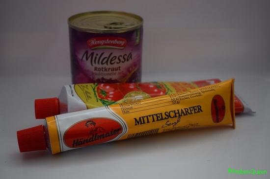 Brandnooz Box Dezember 2016 Mildessa Rotkraut mittelscharfer Senf Tomatenmark - Probenqueen