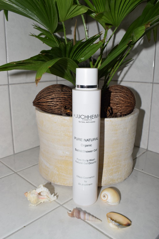 Pure Natural Organic Bath & Shower Gel von Juchheim Cosmetics Duschgelflasche Badezimmer Probenqueen